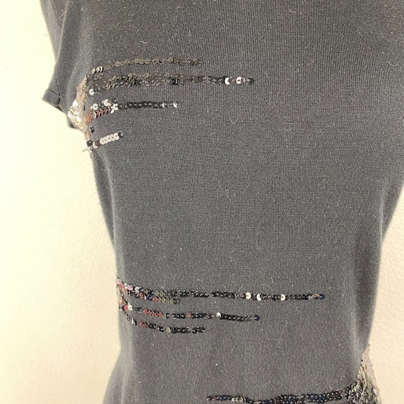 Buffalo by David Bitton Women Black Sequin Rayon Tunic Sweater Cap Sleeve Large - Picture 3 of 9